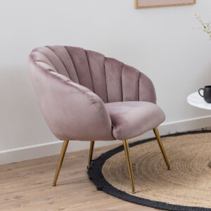 Bendt Fauteuil Karoline Velvet, kleur Dusty Rose/Gold