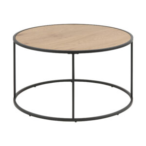 Bendt Ronde Salontafel Holger 80cm, eikenlook / zwart metaal