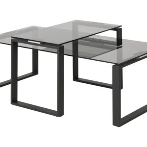 Bendt Salontafel Lone, Set van 2 stuks, Rookglas 115 x 69cm, kleur zwart