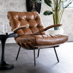 Eleonora Leren Fauteuil Bastiaan kleur Cognac