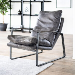 Eleonora Leren Fauteuil Lex, kleur antraciet