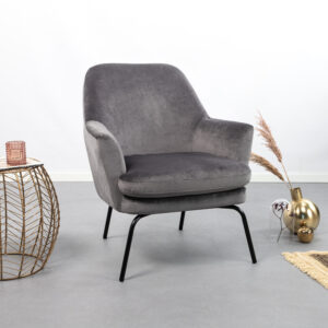 Fauteuil Kian Velvet, kleur donkergrijs