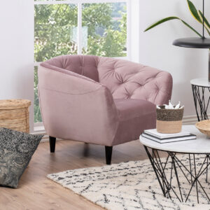 Fauteuil Loes Velvet, kleur roze