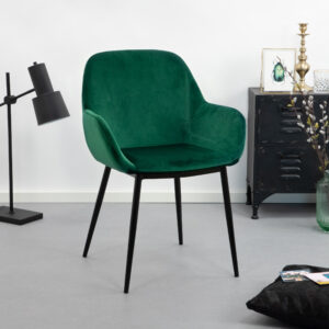 Kave Home Eetkamerstoel Konna Velvet, kleur Groen