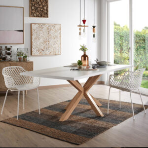 Kave Home Eettafel Argo Eiken/Wit, 200 x 100cm