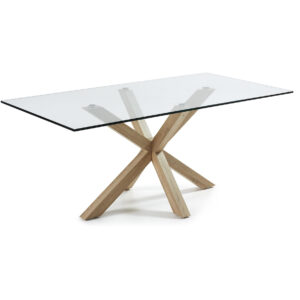 Kave Home Eettafel Argo hout / glas, 200 x 100cm