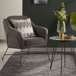 Kave Home Fauteuil Brida, kleur donkergrijs