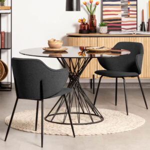 Kave Home Ronde Eettafel Niut 120cm Glas, kleur zwart