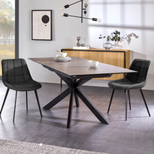 Kave Home Uitschuifbare Eettafel Atminda Keramiek, 160-210 x 90cm, kleur zwart