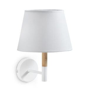 Kave Home Wandlamp Orsen Metaal en Beukenhout, kleur Wit