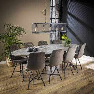 LifestyleFurn Ovale Eettafel Nola 240 x 105cm, 3D-betonlook