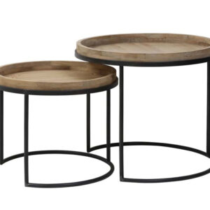 Light & Living Bijzettafel Copan Set van 2 stuks, zwart+hout