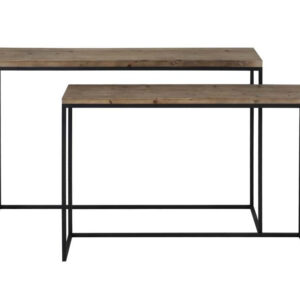 Light & Living Sidetable Camasca set van 2 stuks, metaal zwart+hout