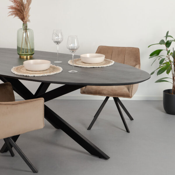 LivingFurn Ovale Eettafel Oslo Mangohout en staal