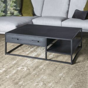 Livingfurn Salontafel Kala Mangohout en staal, 120 x 70cm, kleur zwart