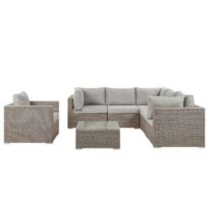 Loungeset Linkerzijde PE rotan Taupe CONTARE