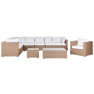 Loungeset PE rotan Zandbeige XXL