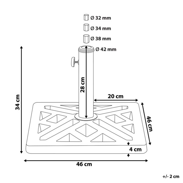 4260624112022 Parasolvoet zwart 46 x 46 cm CHIETI