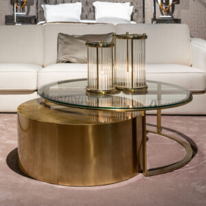 Richmond Ronde Salontafel Orlan Set van 2 stuks, brushed gold / glas