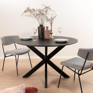 Ronde Eettafel Oslo Black, Mangohout en staal, 120cm