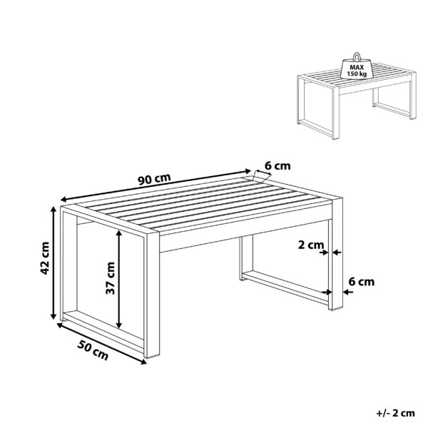 4251682274951 Salontafel Aluminium Geanodiseerd Donkergrijs SALERNO