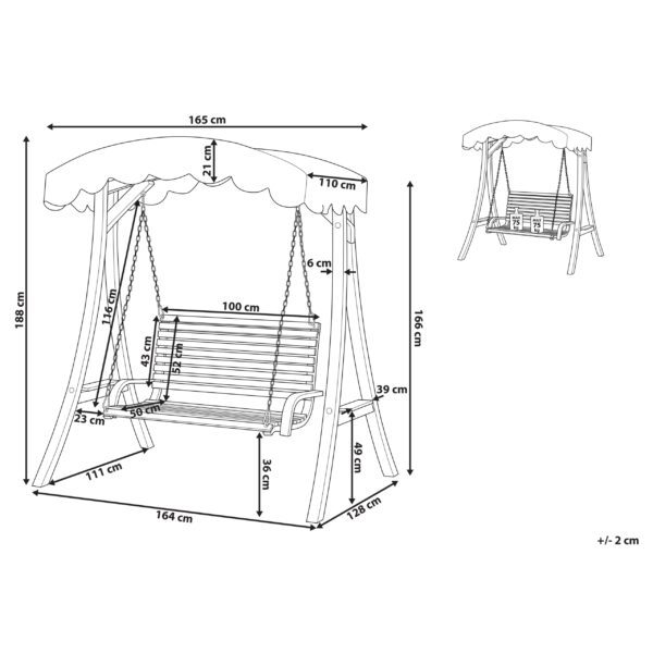 4260580928385 Schommelbank Polyester Donkere houtkleur ANDRIA