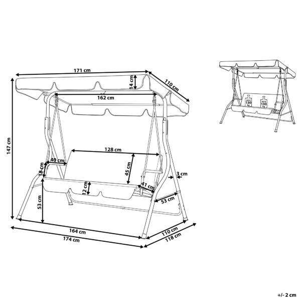 4260580936014 Schommelbank Polyester Donkergrijs CHAPLIN