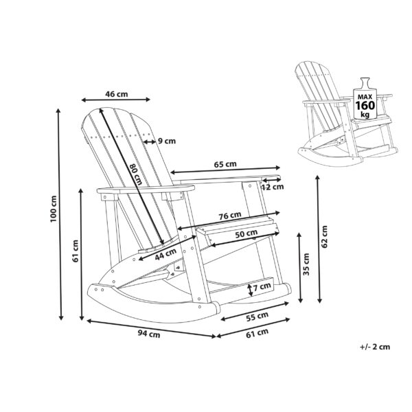 4255664833129 Schommelstoel Bewerkt hout Lichtgrijs ADIRONDACK