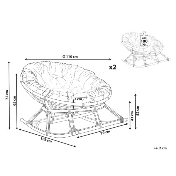 2 x Schommelstoel Natuurlijk