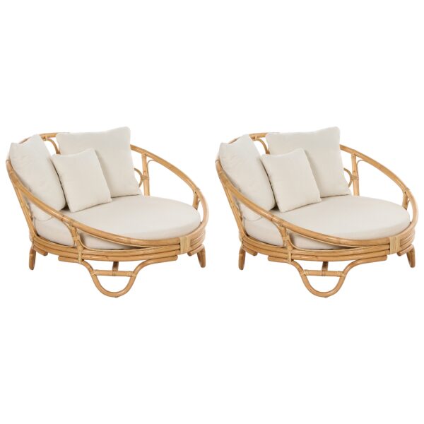 Set van 2 Loungefauteuil Rotan Natuurlijk ROSSANO