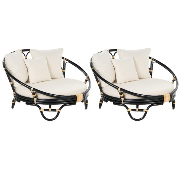 Set van 2 Loungefauteuil Rotan Zwart ROSSANO