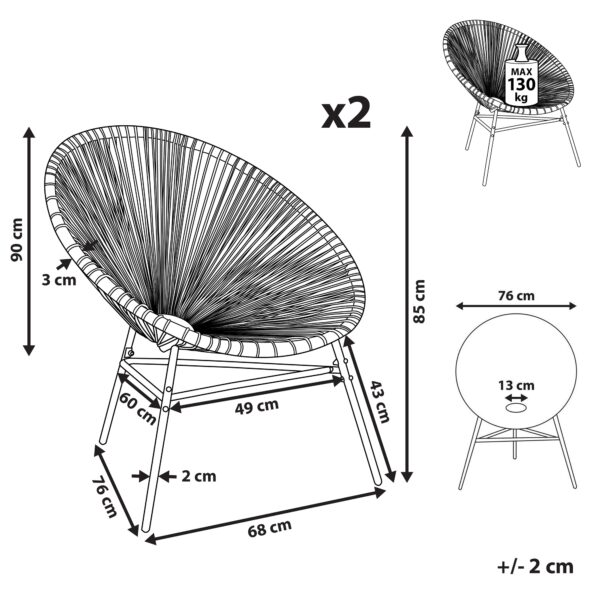 4260624113678 Set van 2 stoelen Geel ACAPULCO