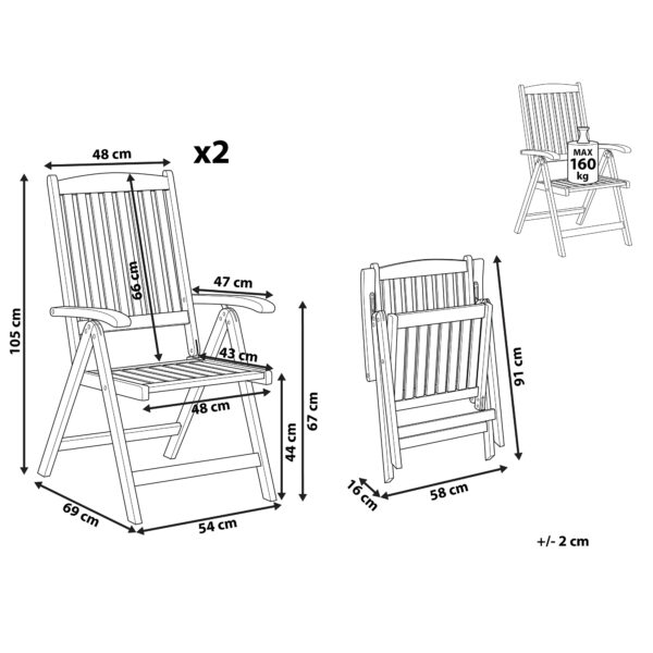 4251682248730 Set van 2 stoelen Hout Donkere houtkleur TOSCANA