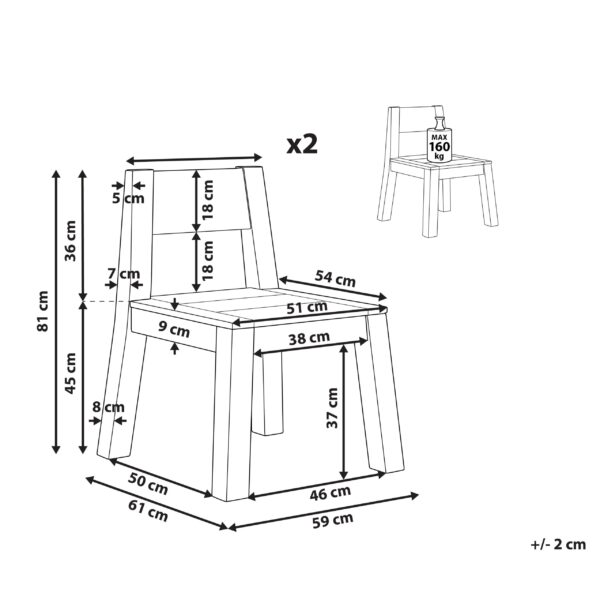 4251682282598 Set van 2 stoelen Hout Lichte houtkleur LIVORNO