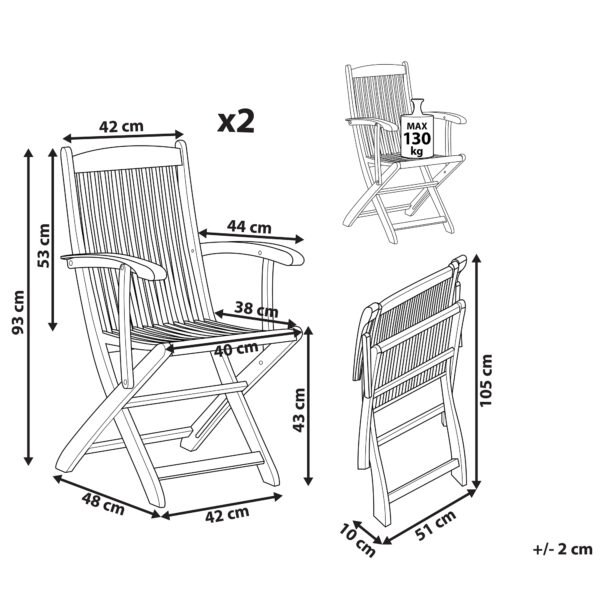 4251682228794 Set van 2 stoelen Hout Lichte houtkleur MAUI