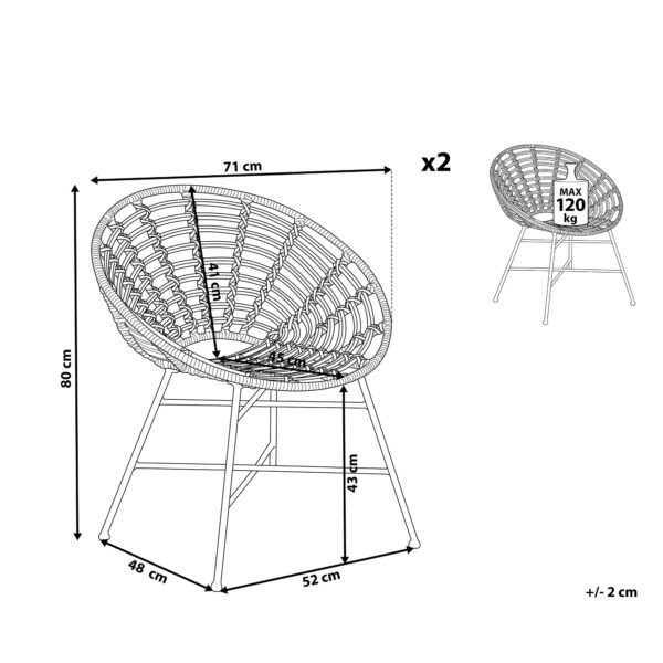 4251682265461 Set van 2 stoelen Lichtbruin ACERRA