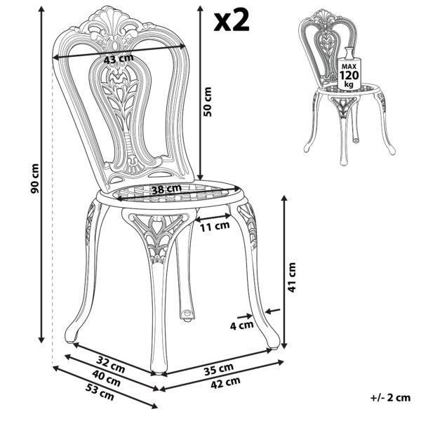 4251682261135 Set van 2 stoelen Metaal Donkerbruin BOVINO