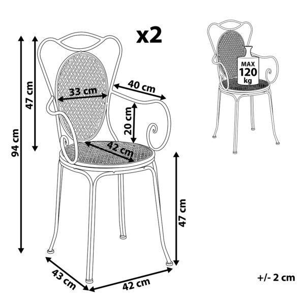 4251682234405 Set van 2 stoelen Metaal Grijs CILENTO