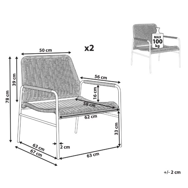 4255664826299 Set van 2 stoelen Natuurlijk PRASIMO