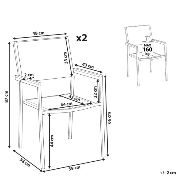 4251682205542 Set van 2 stoelen RVS Beige GROSSETO