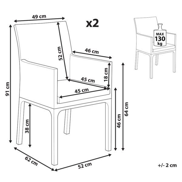 4251682203937 Set van 2 stoelen Stof Donkergrijs BACOLI