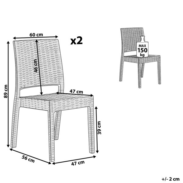 4251682206365 Set van 2 stoelen Synthetisch materiaal Lichtgrijs FOSSANO