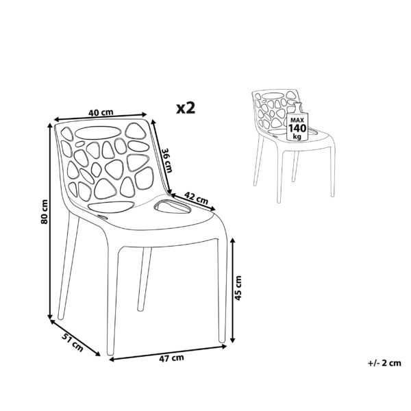 4255664857507 Set van 2 stoelen Synthetisch materiaal Zwart MORGAN