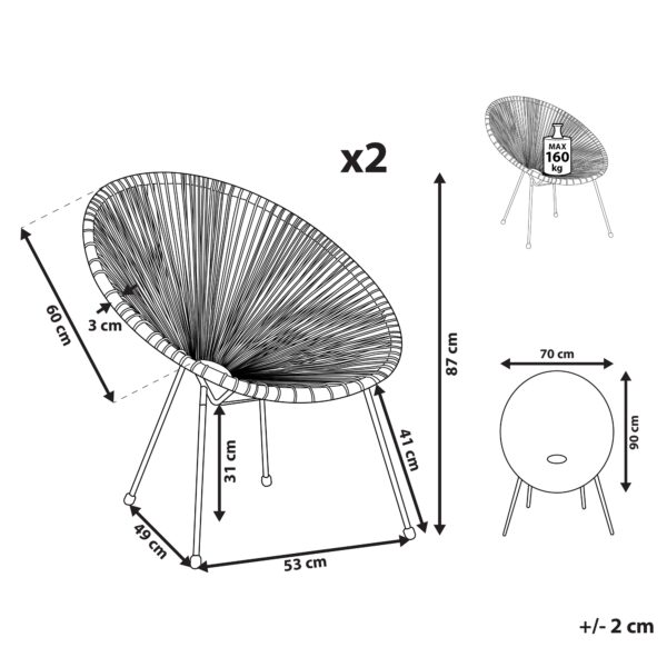 4251682268288 Set van 2 stoelen Wit ACAPULCO II