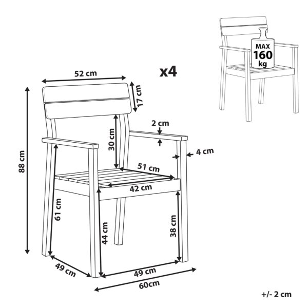 4251682280426 Set van 4 stoelen Hout Lichte houtkleur FORNELLI