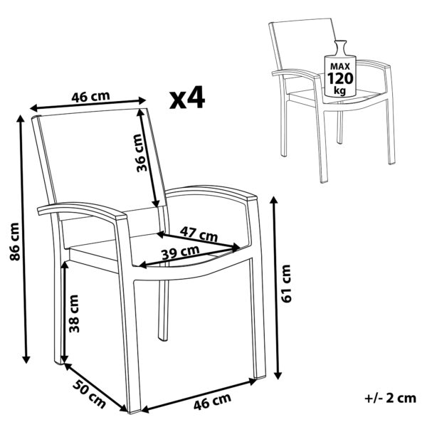 4251682215077 Set van 4 stoelen Metaal Grijs PERETA