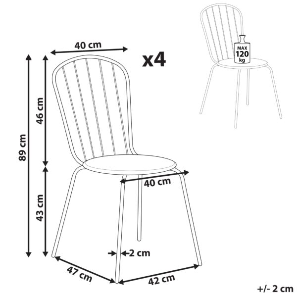 4251682271448 Set van 4 stoelen Metaal Lichtblauw CALVI