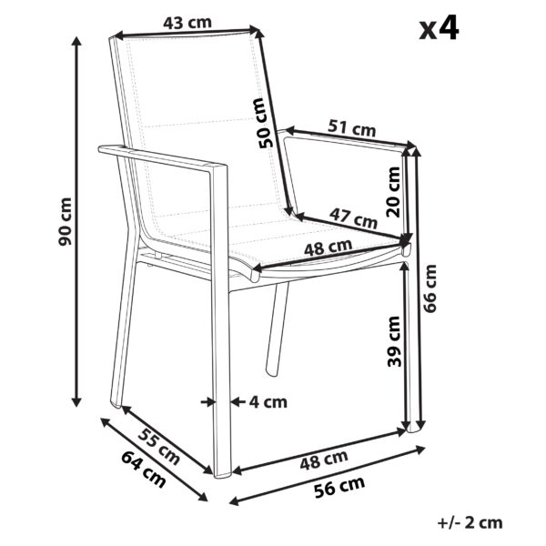 4255664805041 Set van 4 stoelen Metaal Zwart BUSSETO