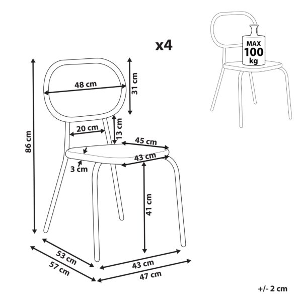 4255664828637 Set van 4 stoelen Natuurlijk PRATELLO