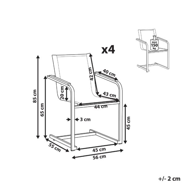 4251682275576 Set van 4 stoelen RVS Beige COSOLETO